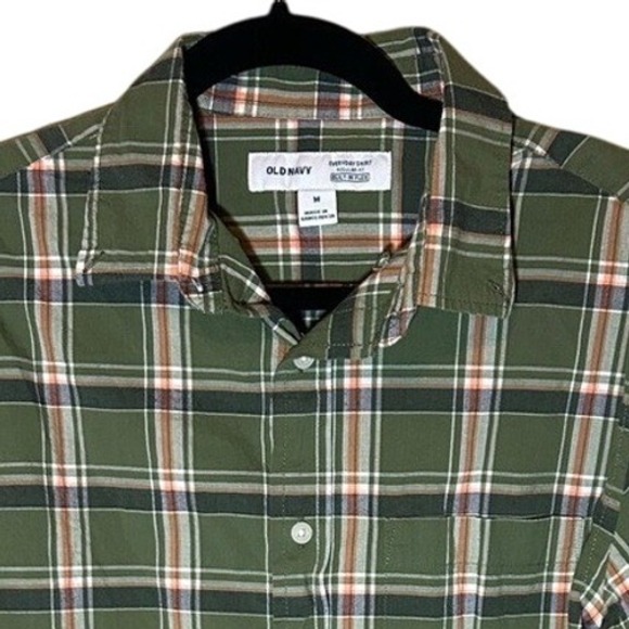 Old Navy Men's Button Down Dress Shirt Green/Blue Plaid Size Medium - Picture 1 of 4